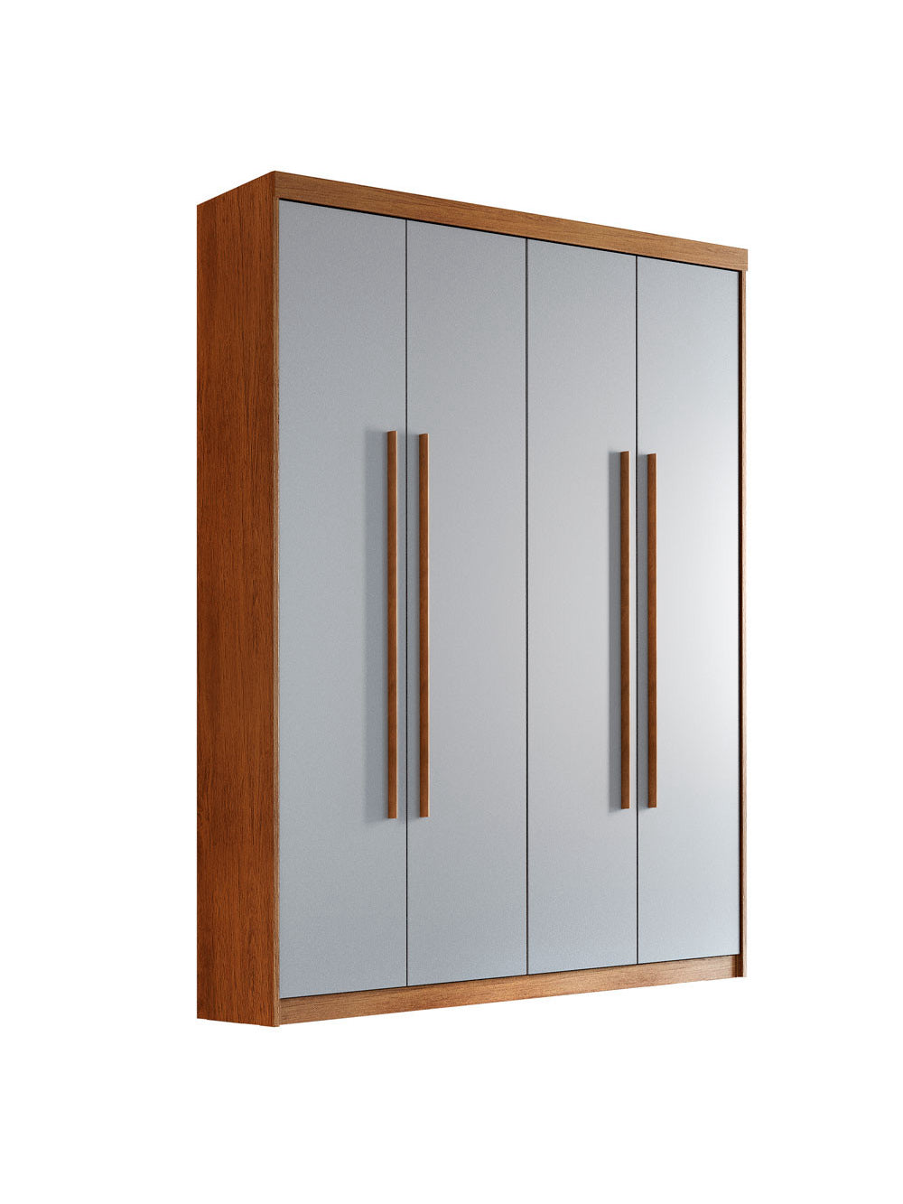 Guarda Roupa Solteiro Heros 4 Portas e 2 Gavetas MDF Moderna - Imbuia/Off White