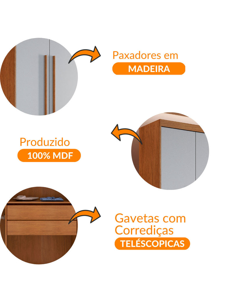 Guarda Roupa Solteiro Heros 4 Portas e 2 Gavetas MDF Moderna