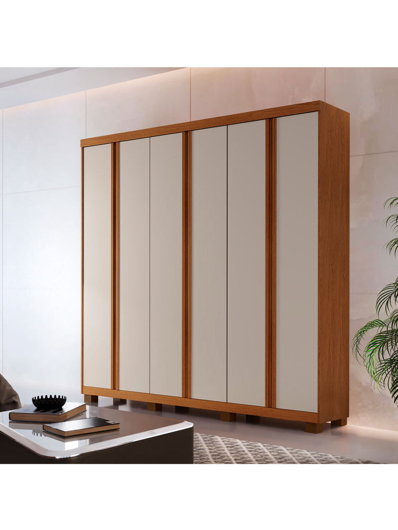 Guarda Roupa Casal Boston 6 Portas Com Pés MDF Moderna