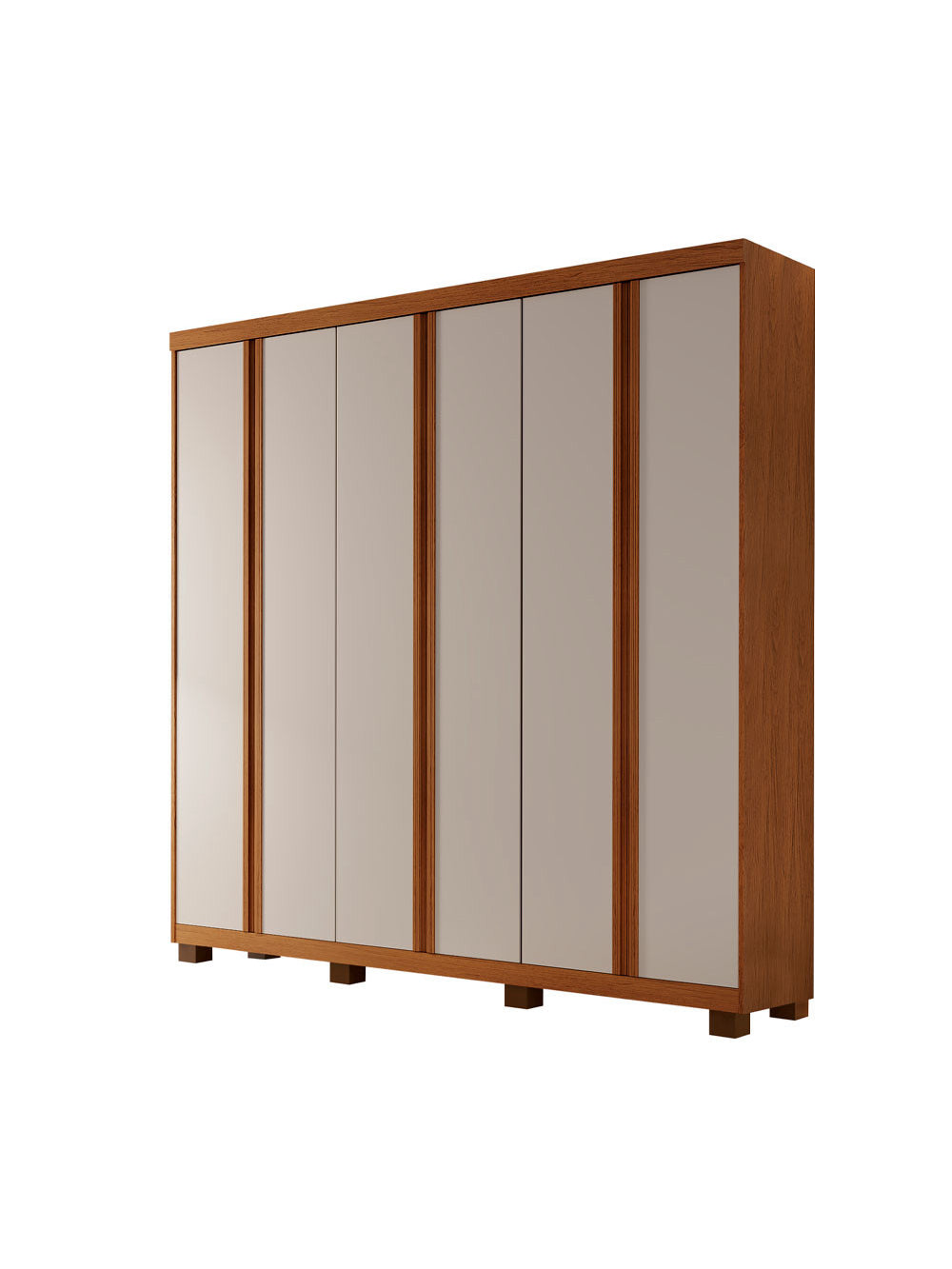 Guarda Roupa Casal Boston 6 Portas Com Pés MDF Moderna - Imbuia/Off White