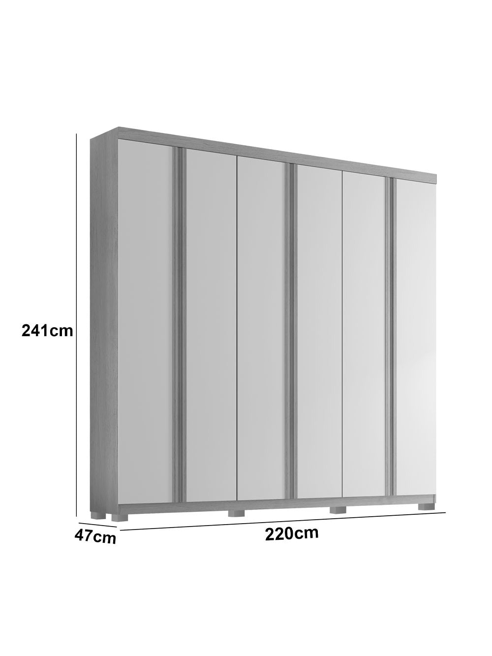 Guarda Roupa Casal Boston 6 Portas Com Pés MDF Moderna