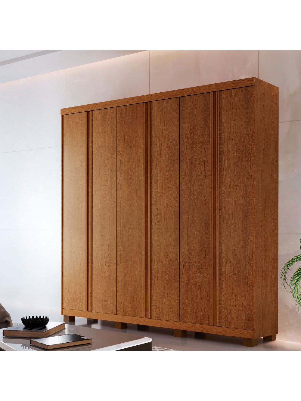 Guarda Roupa Casal Boston 6 Portas Com Pés MDF Moderna