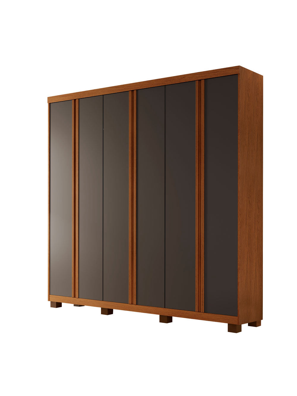 Guarda Roupa Casal Boston 6 Portas Com Pés MDF Moderna - Imbuia com Grafite