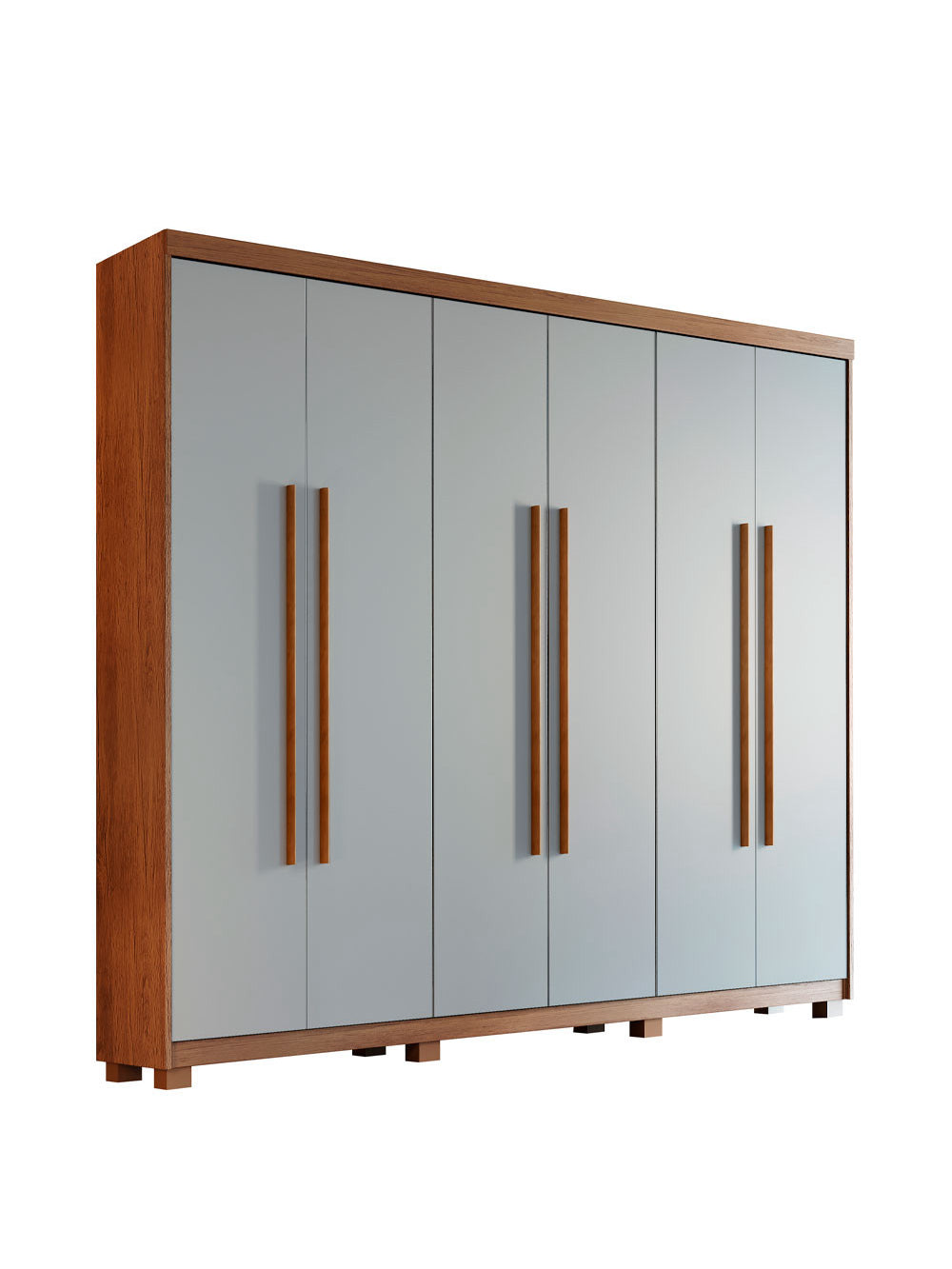 Guarda Roupa Casal Heros 6 Portas MDF Com pés Moderna - Imbuia/Off White