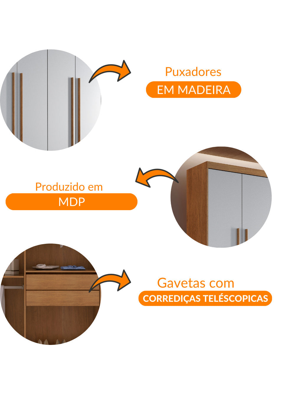 Guarda Roupa Casal Heros 6 Portas MDF Com pés Moderna
