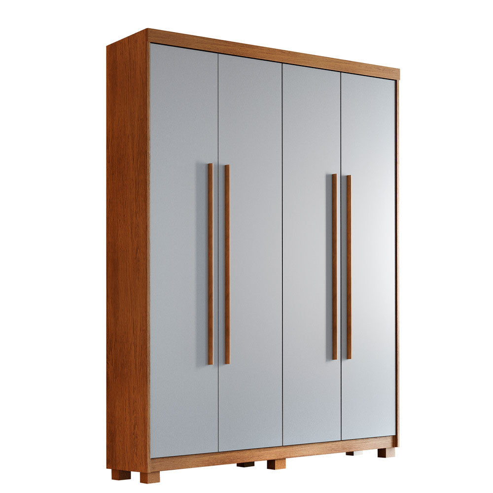 Guarda Roupa Solteiro Heros 4 Portas MDF Com pés Moderna - Imbuia com Grafite