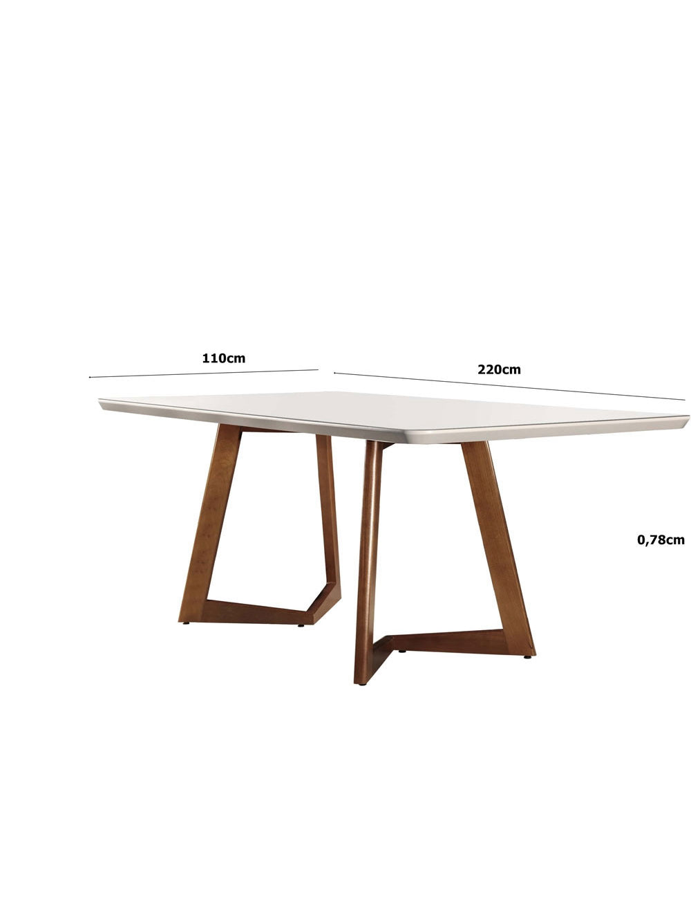 Mesa de Jantar Munique 220cm Madeira com Vidro Mobillare - Imbuia/Cinamomo