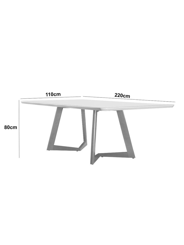 Mesa de Jantar Munique 220cm Madeira com Vidro Mobillare