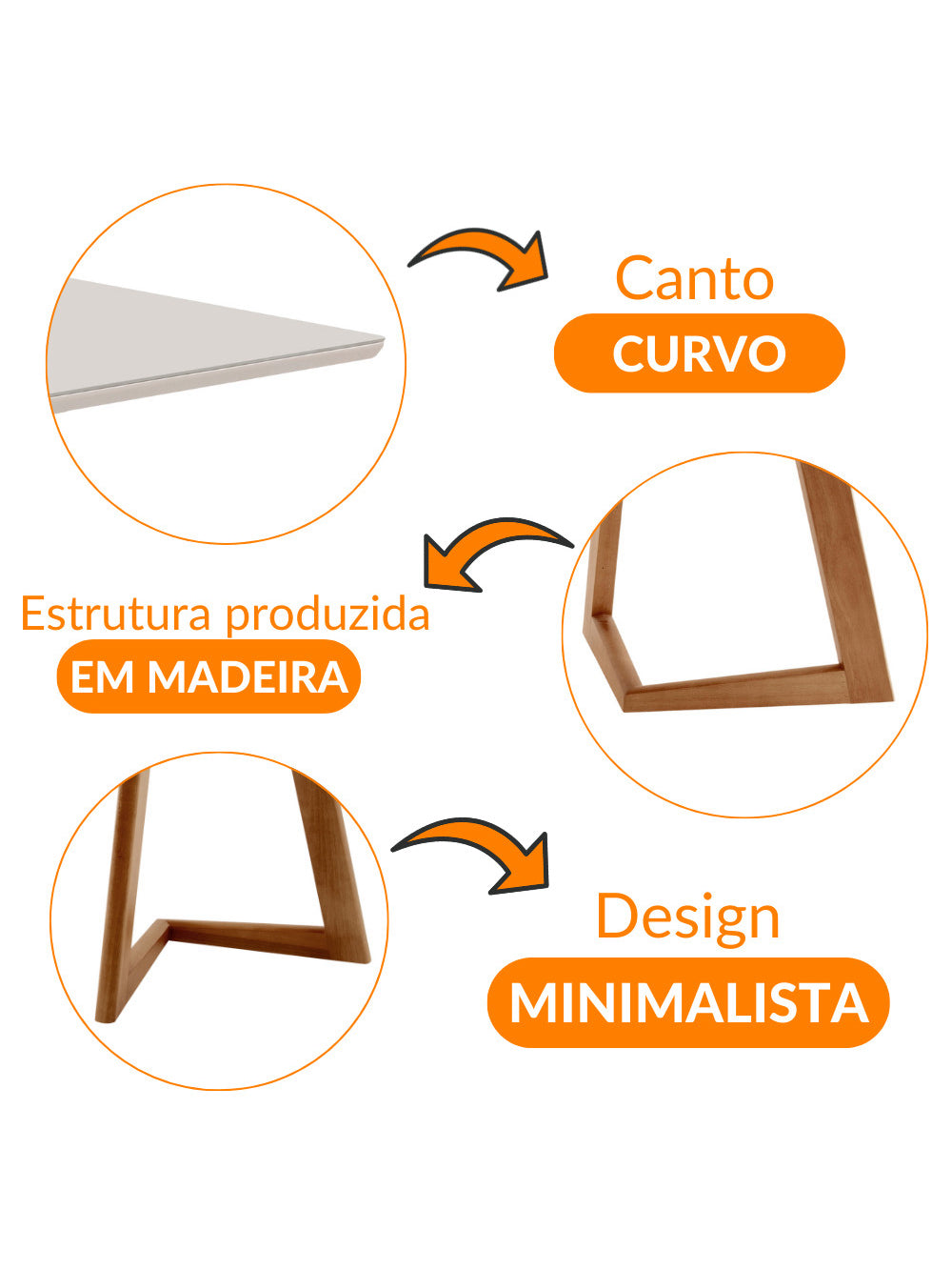 Mesa de Jantar Munique 220cm Madeira com Vidro Mobillare