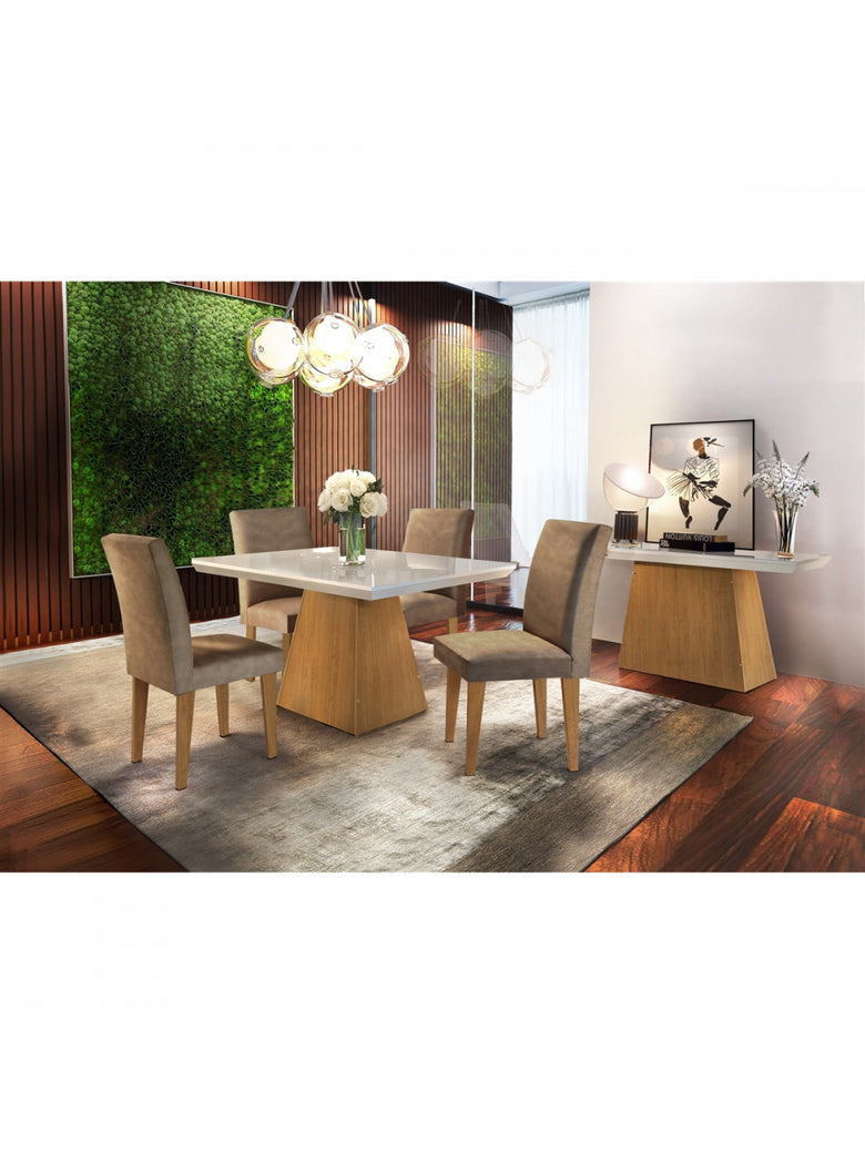 Conjunto Sala de Jantar Luna 120 MDF Com 4 cadeiras Grécia