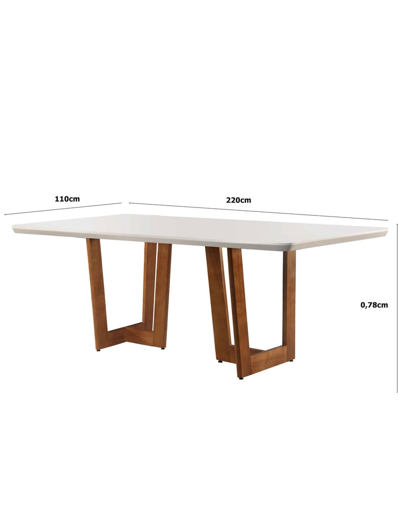 Mesa Patros 220 cm Madeira e Vidro Mobillare