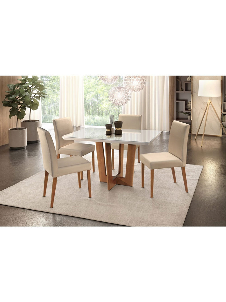 Conjunto Sala de Jantar Patros com 4 Cadeiras Talia em Madeira Mobillare