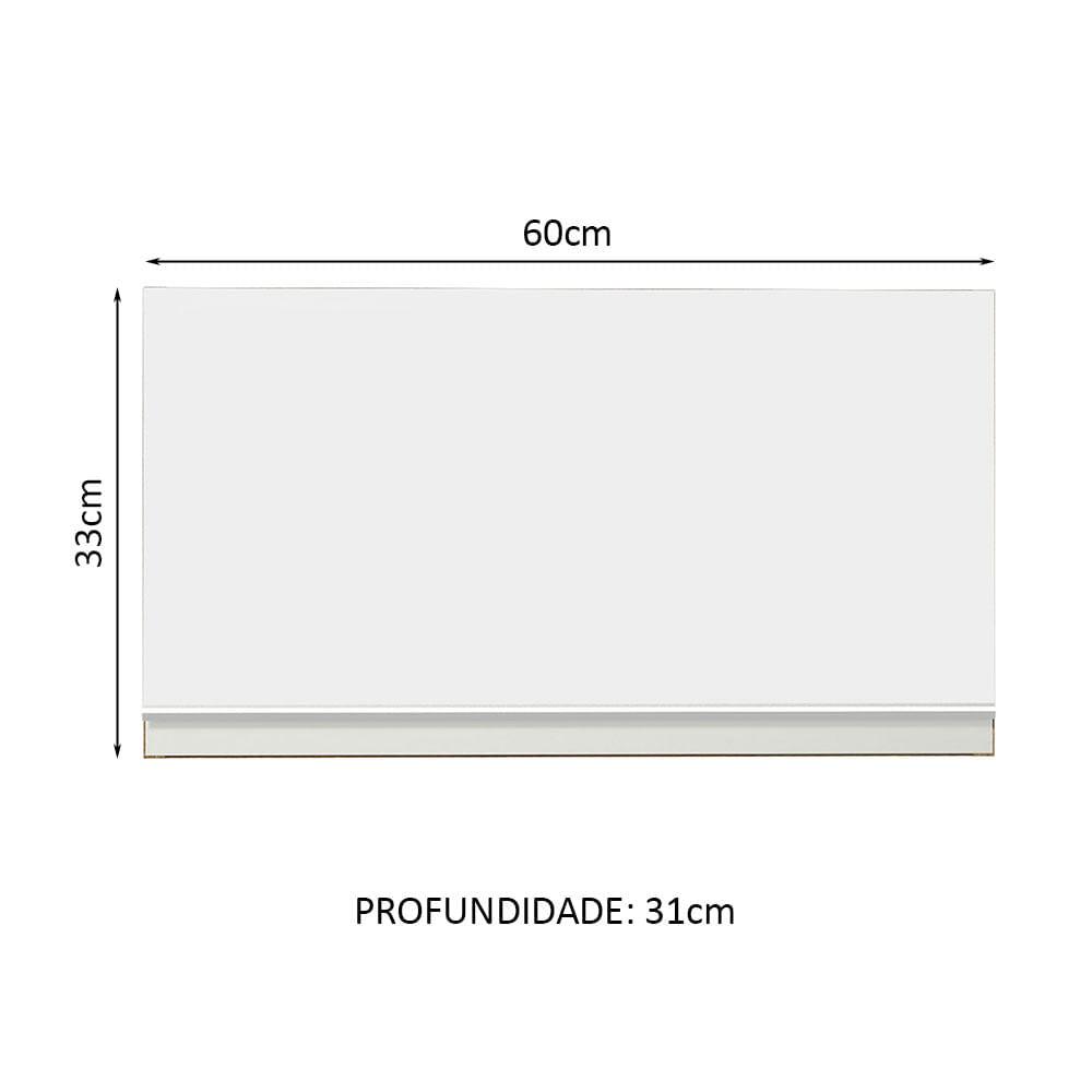 Armário Aéreo Madesa Glamy 60 cm 1 Porta Basculante Rustic/Branco - Rustic/Branco