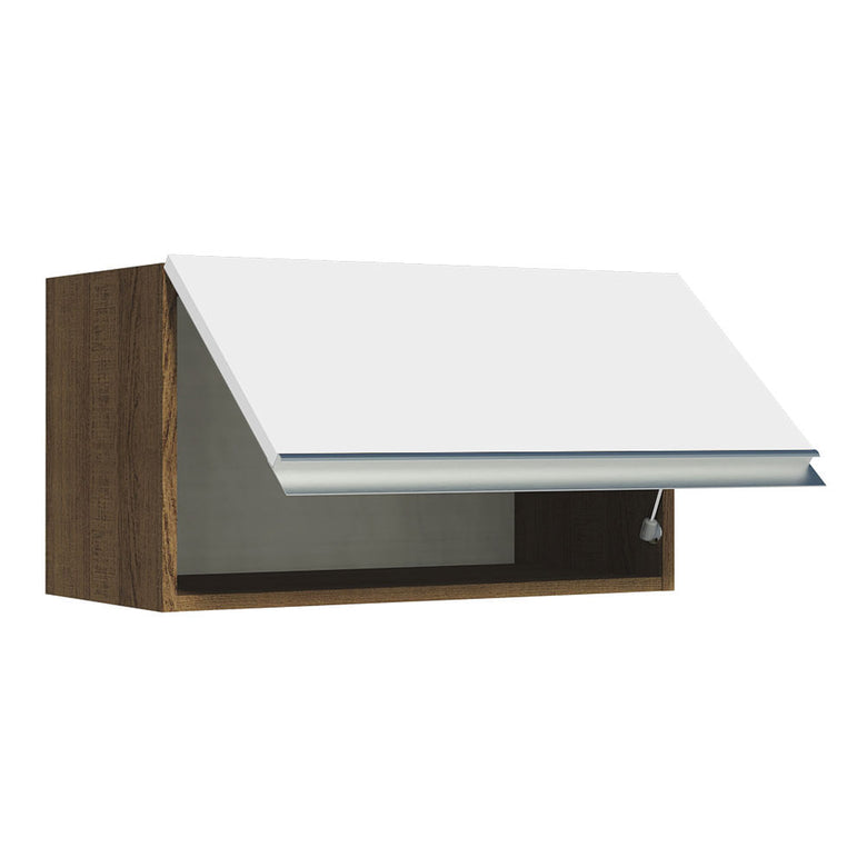 Armário Aéreo Madesa Glamy 60 cm 1 Porta Basculante Rustic/Branco