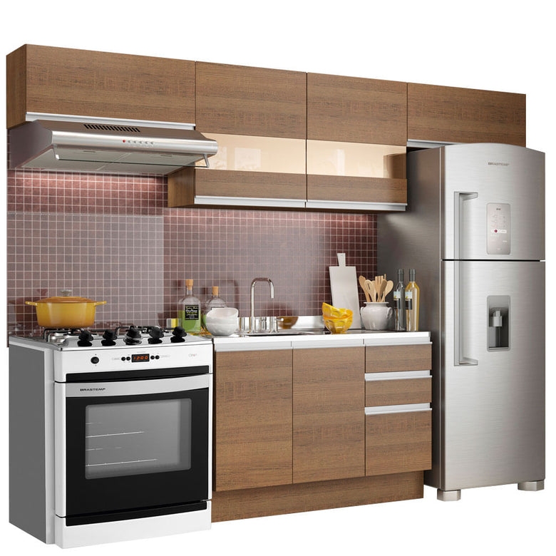 Armário de Cozinha Compacta 280cm Rustic Marina Madesa 01