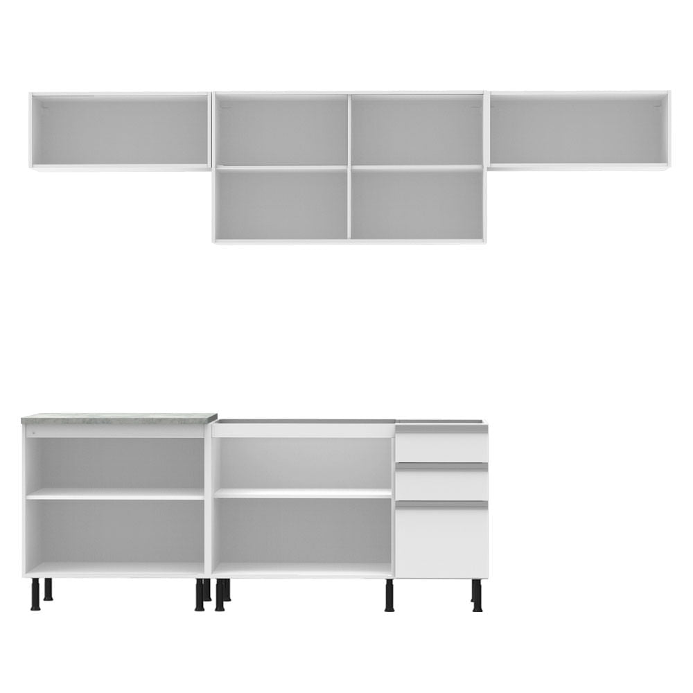 Armário de Cozinha Completa 280cm Branco Mariana Madesa 02SR