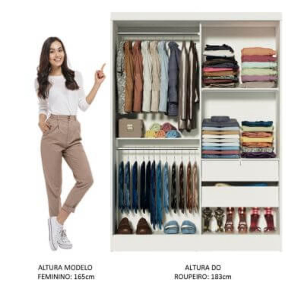 Guarda-Roupa Infantil Madesa Nick 2 Portas de Correr Branco