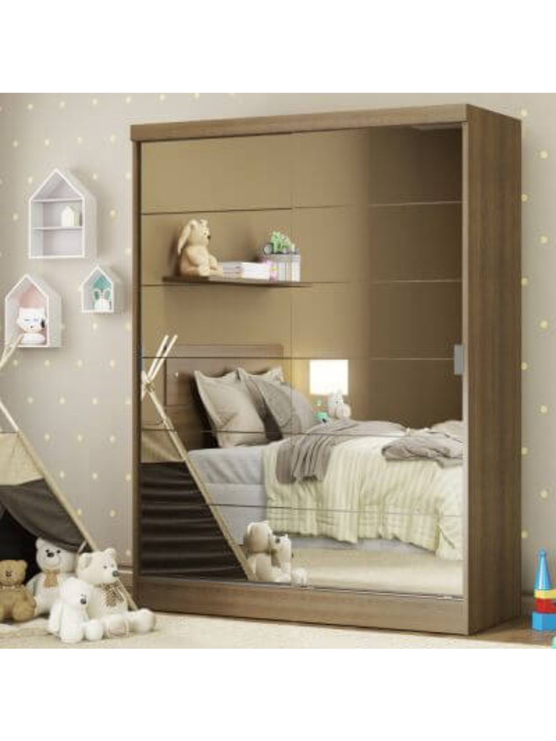 Guarda-Roupa Infantil Madesa Nick 2 Portas de Correr de Espelho Rustic