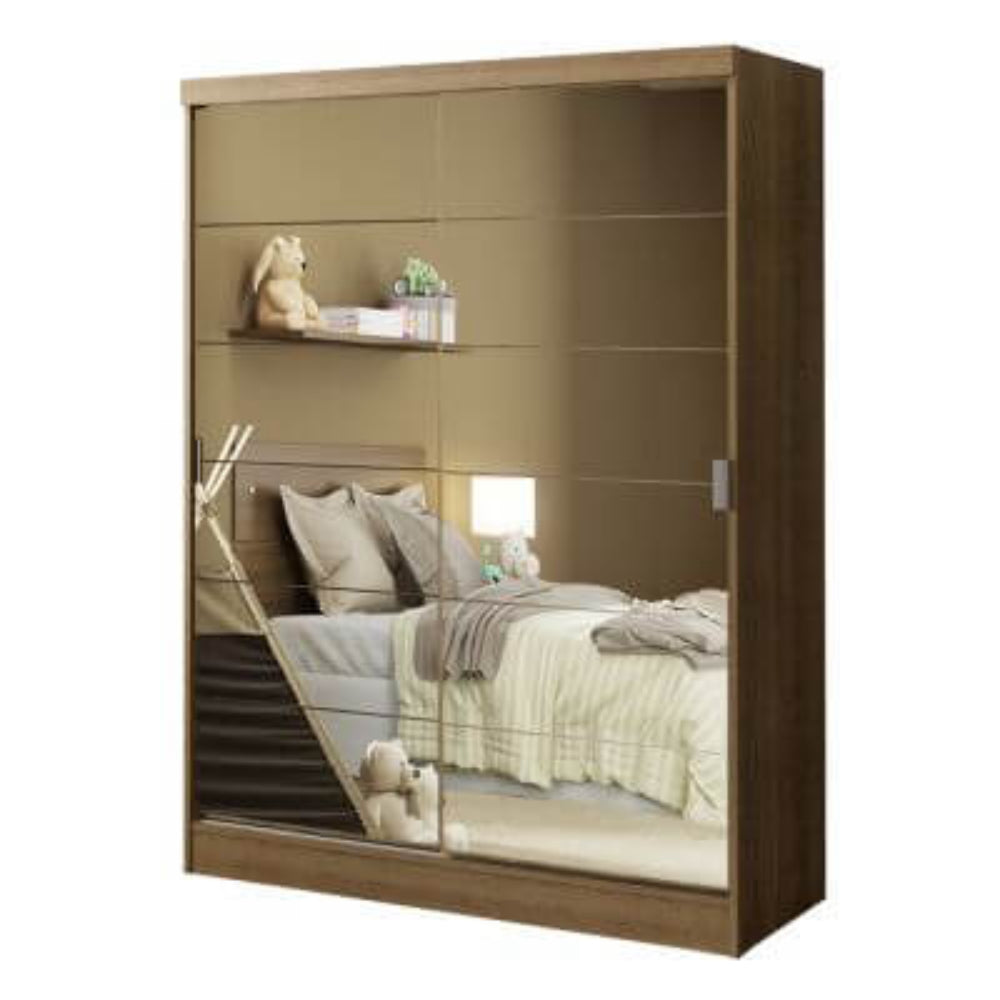 Guarda-Roupa Infantil Madesa Nick 2 Portas de Correr de Espelho Rustic - Rustic