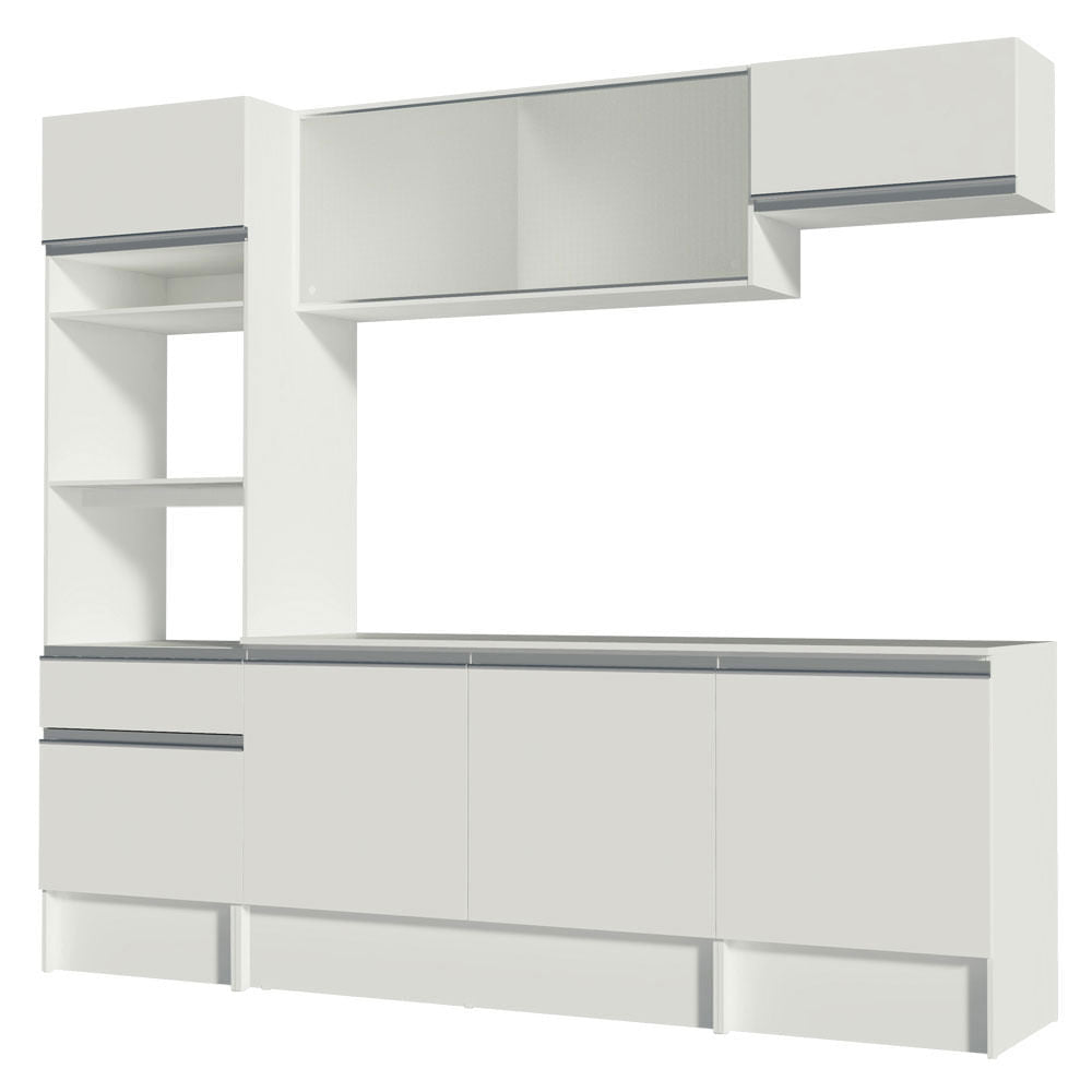 Armário de Cozinha Completa 240cm Branco Topazio Madesa