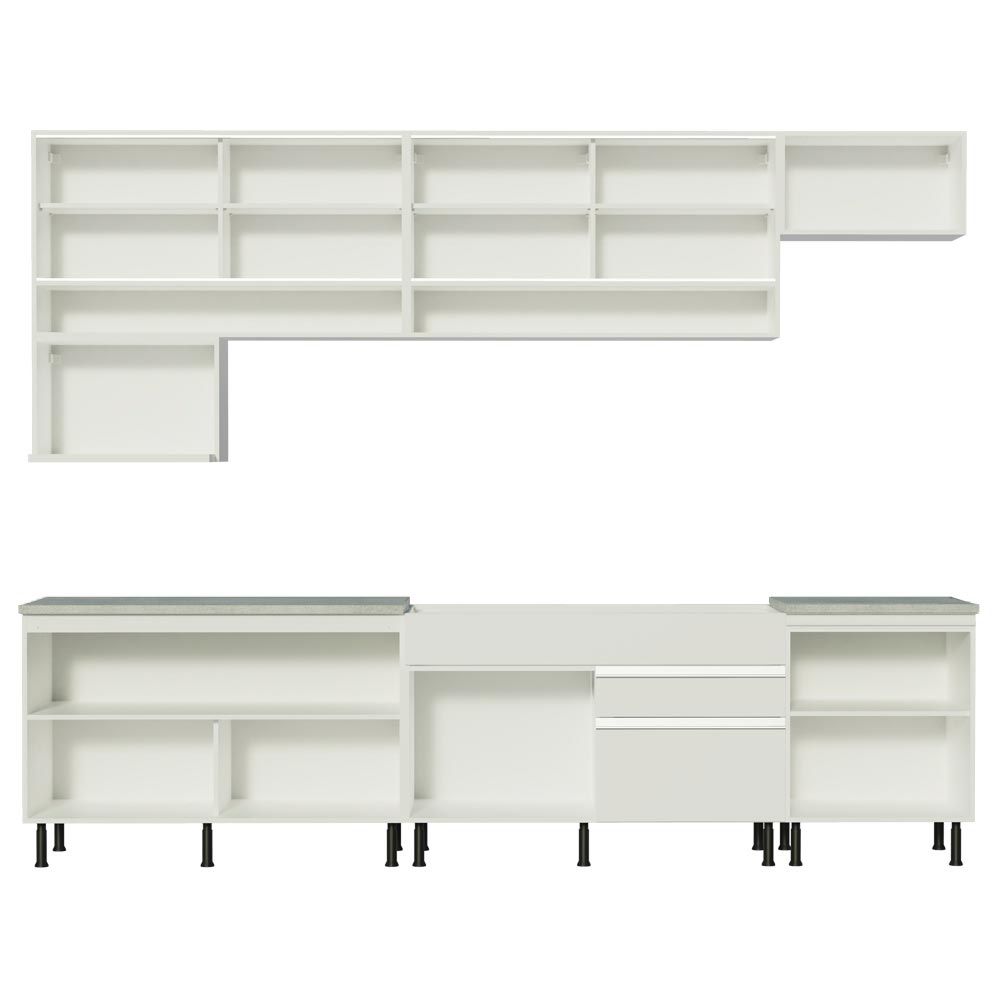 Armário de Cozinha Completa 300cm Branco Verona Madesa 01SR