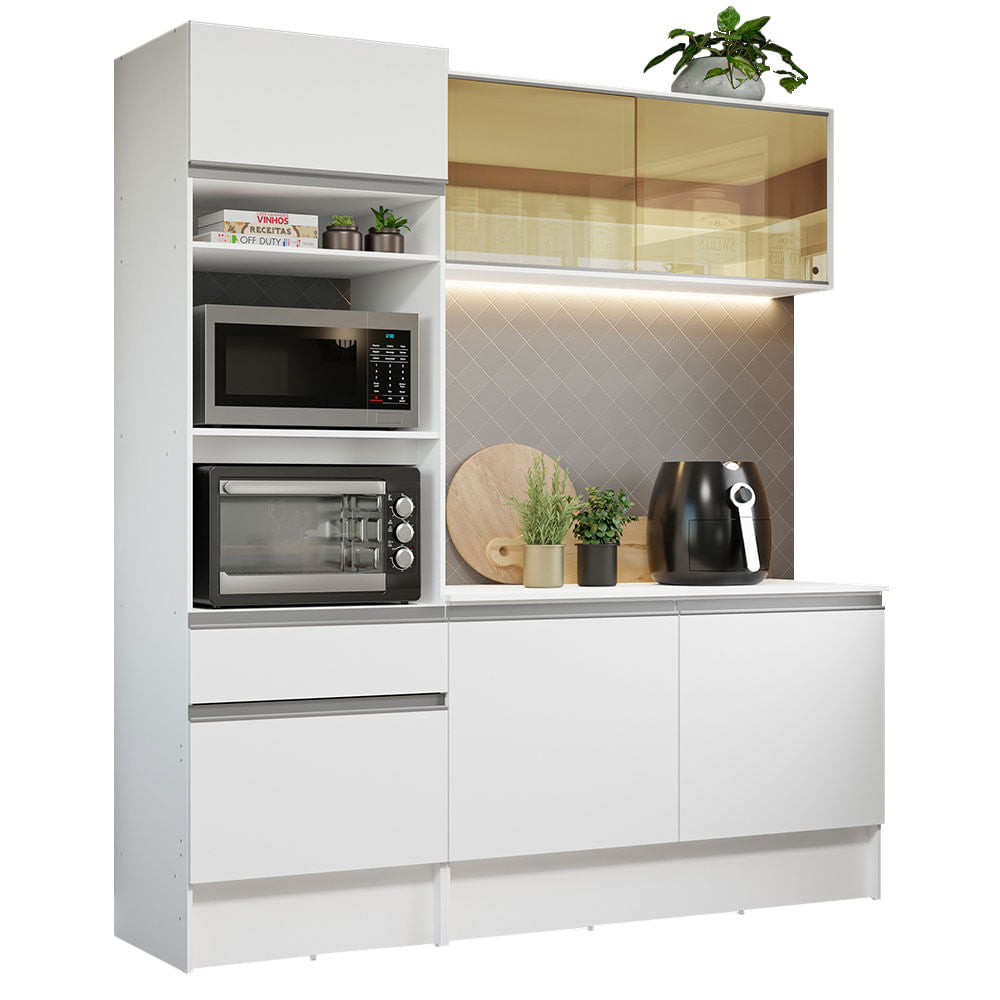 Armário de Cozinha Compacta 180cm Branco Diamante Madesa 86 - Branco
