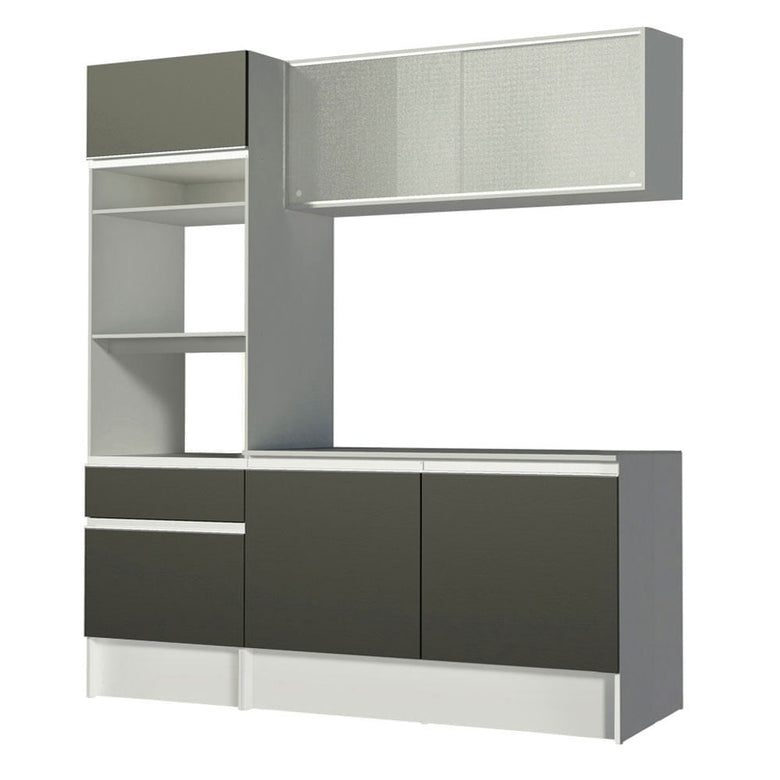 Armário de Cozinha Compacta 180cm Branco/Preto Topazio Madesa 86