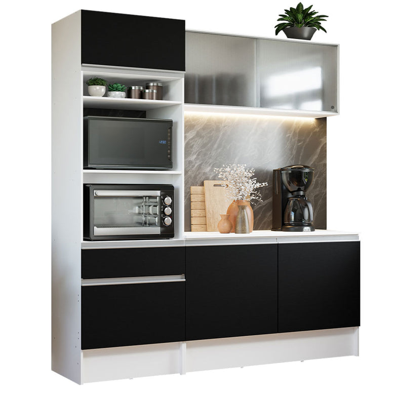 Armário de Cozinha Compacta 180cm Branco/Preto Topazio Madesa 86