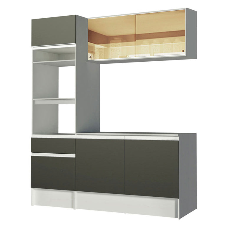 Armário de Cozinha Compacta 180cm Branco/Preto Diamante Madesa 86