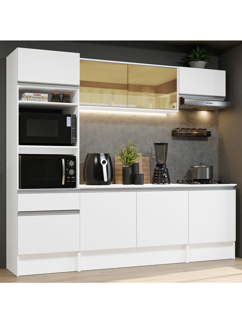 Armário de Cozinha Completa 240cm Branco Diamante Madesa