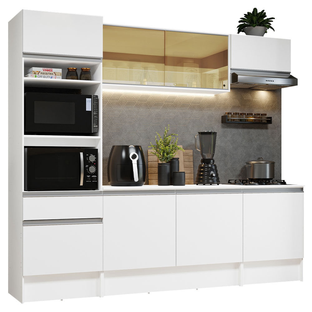 Armário de Cozinha Completa 240cm Branco Diamante Madesa - Branco
