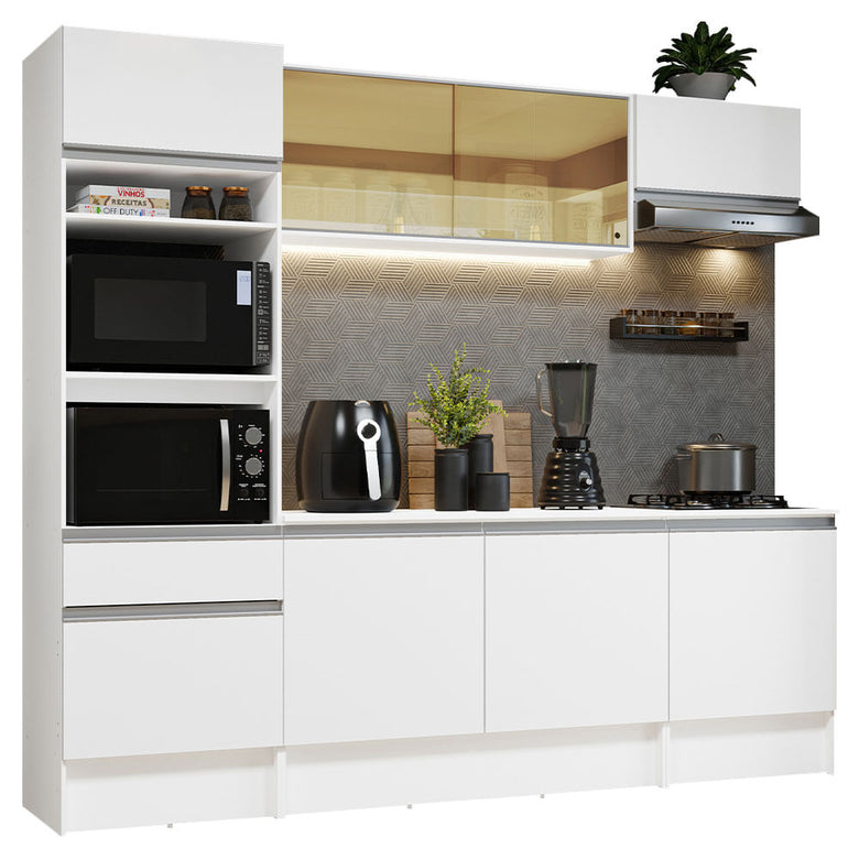 Armário de Cozinha Completa 240cm Branco Diamante Madesa