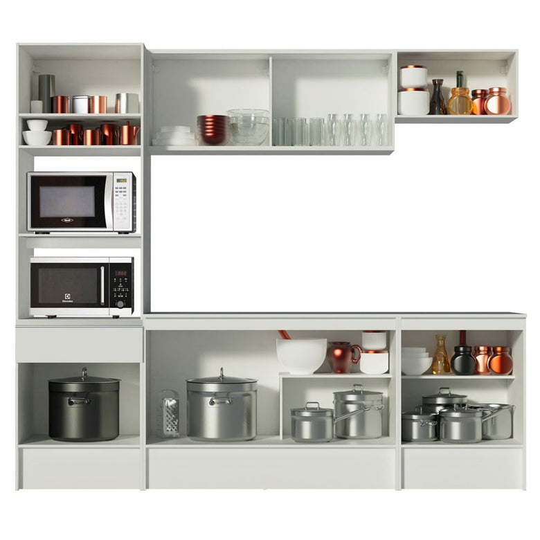Armário de Cozinha Completa 240cm Branco Diamante Madesa