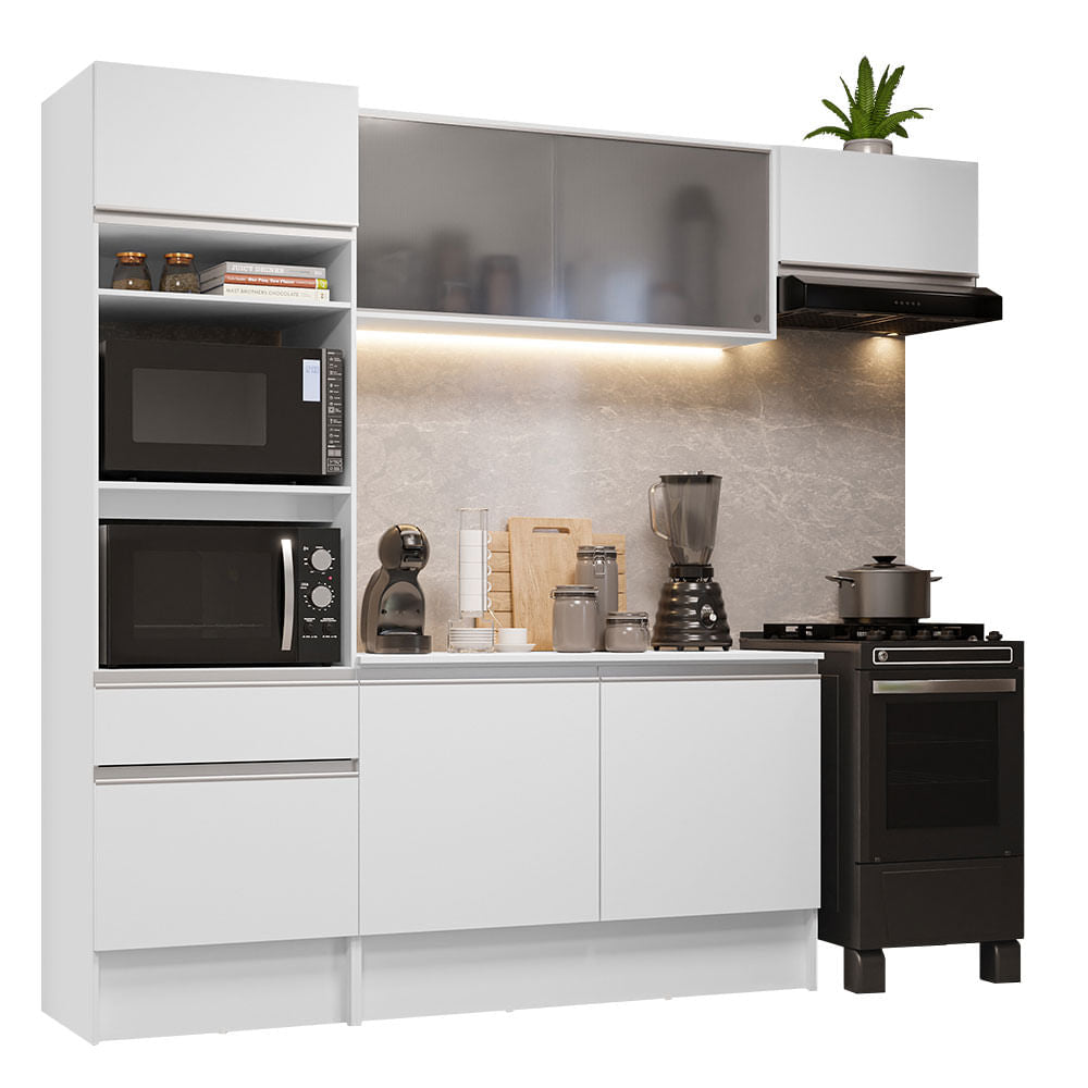 Armário de Cozinha Completa 240cm Branco Topazio Madesa 01 - Branco