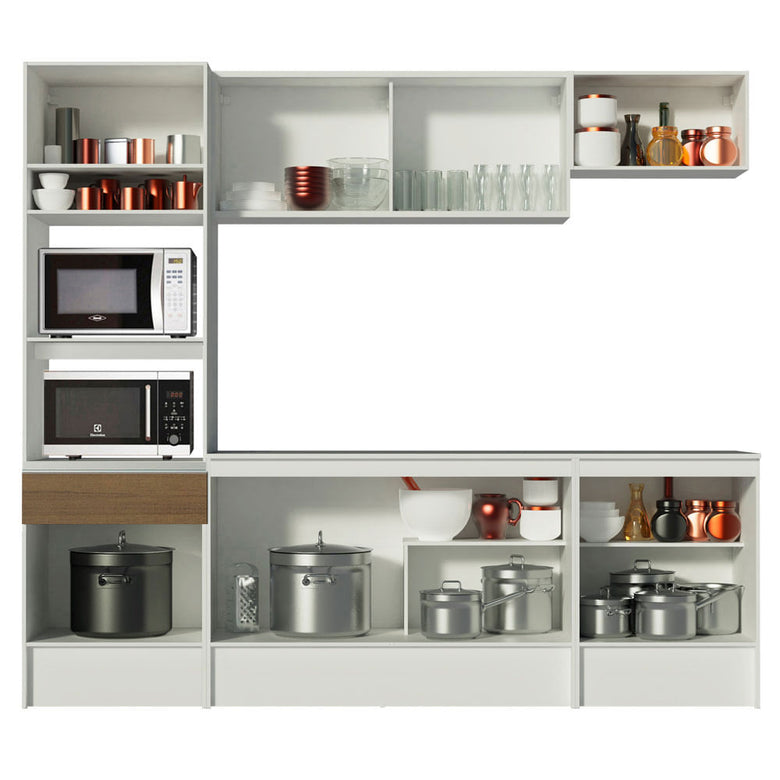 Armário de Cozinha Completa 240cm Branco/Rustic Diamante Madesa