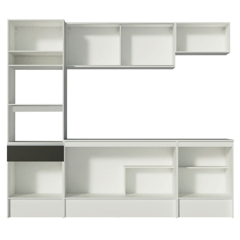 Armário de Cozinha Completa 240cm Branco/Preto Topazio Madesa