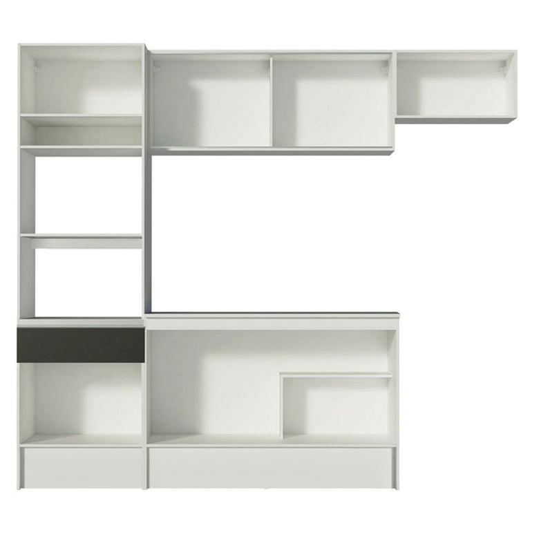 Armário de Cozinha Completa 240cm Branco/Preto/Branco Topazio Madesa 01