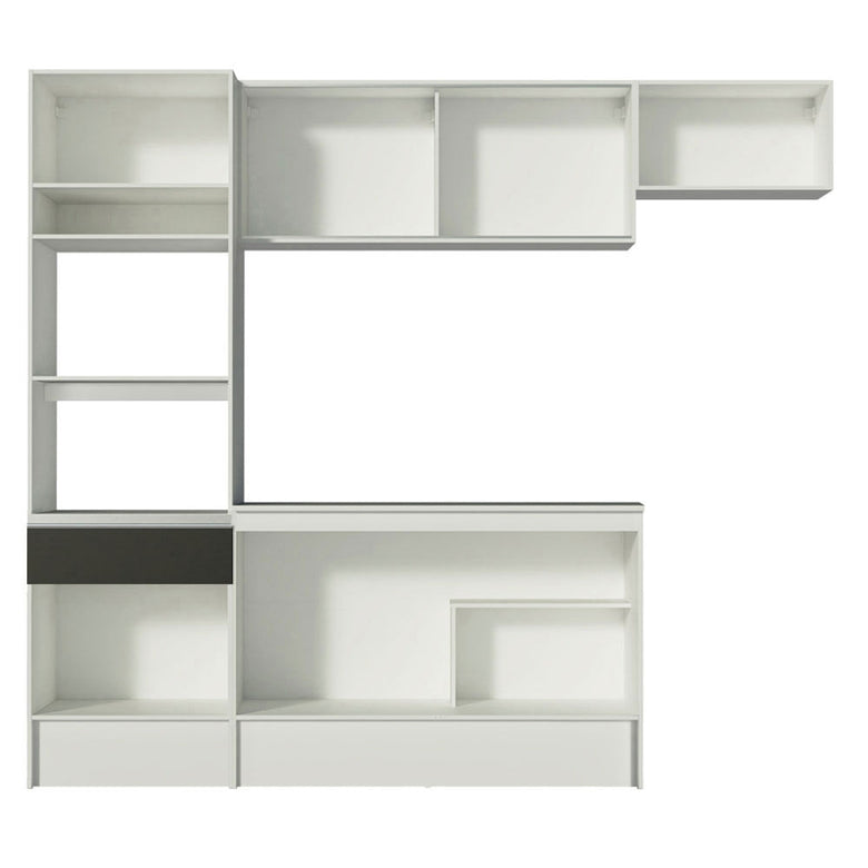 Armário de Cozinha Completa 240cm Branco/Preto/Branco Diamante Madesa 02