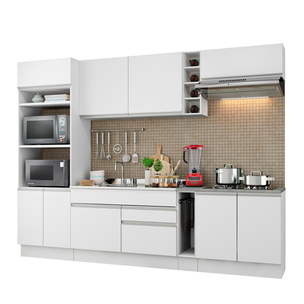 Armário de Cozinha Completa 290cm Branco Vicenza Madesa - Branco