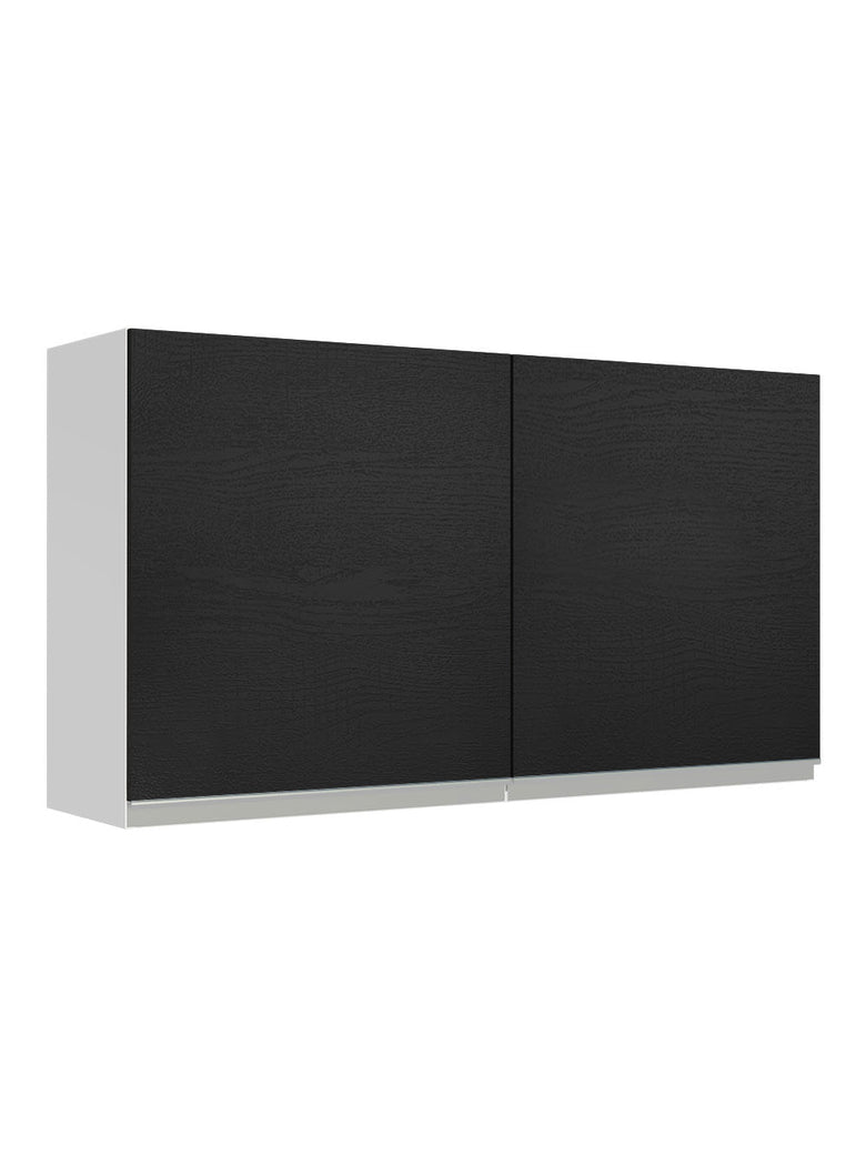 Armário Aéreo Madesa Glamy 120 cm 2 Portas Branco/Preto