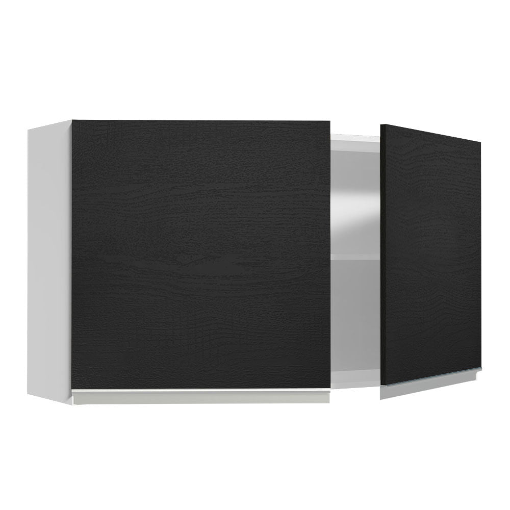 Armário Aéreo Madesa Glamy 120 cm 2 Portas Branco/Preto