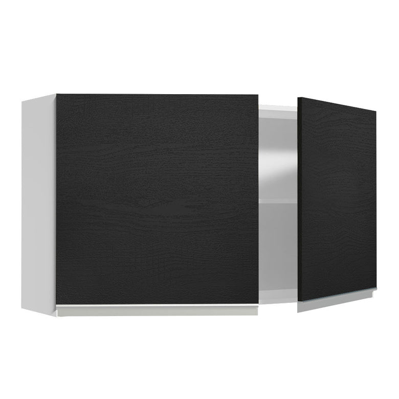 Armário Aéreo Madesa Glamy 120 cm 2 Portas Branco/Preto