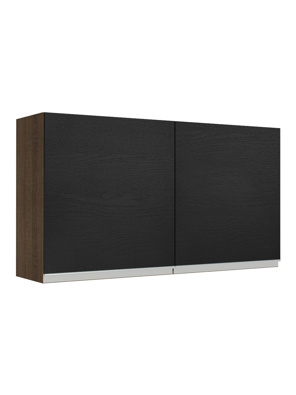 Armário Aéreo Madesa Glamy 120 cm 2 Portas Rustic/Preto - Rustic/Preto