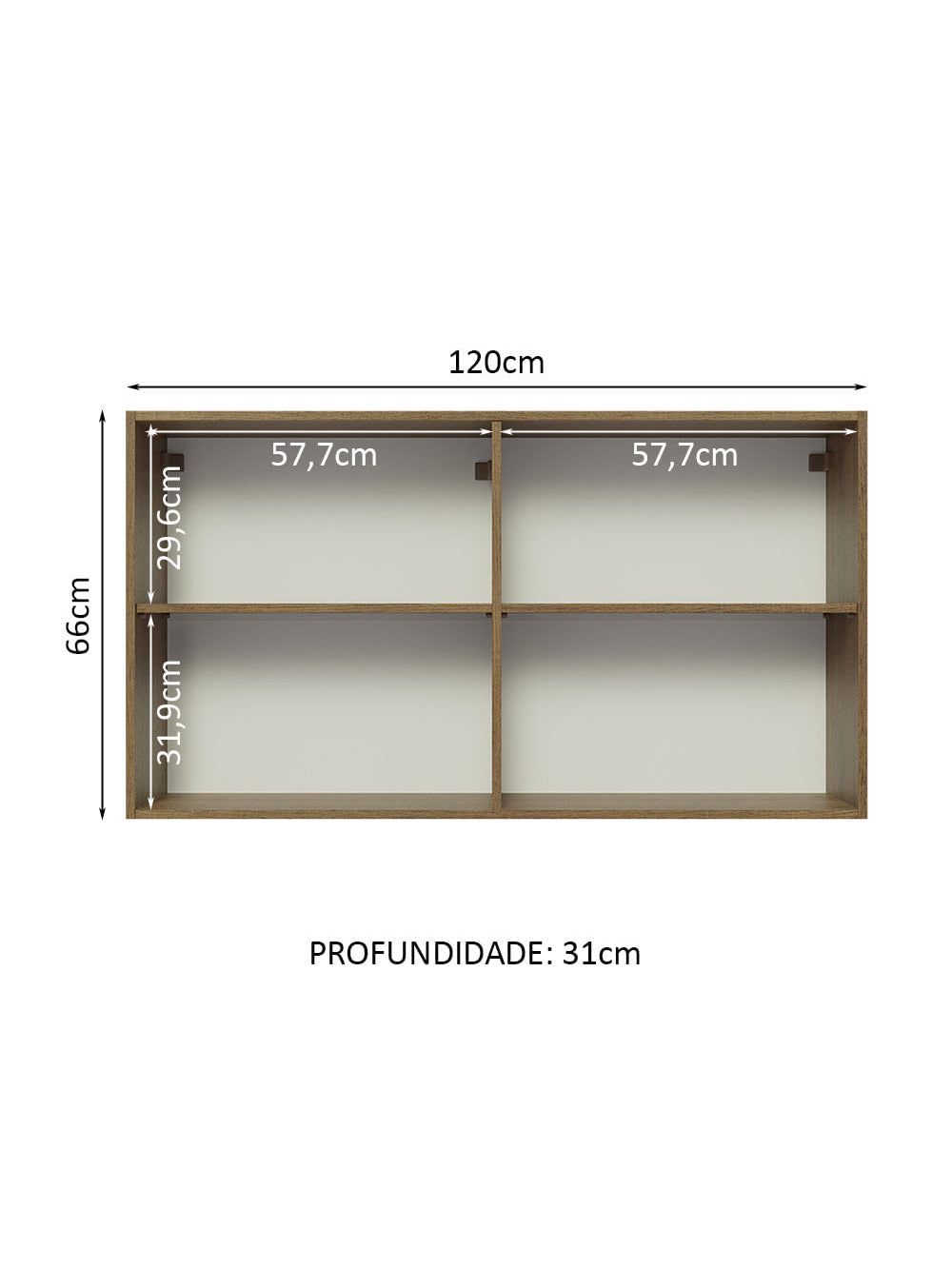 Armário Aéreo Madesa Glamy 120 cm 2 Portas Rustic/Preto