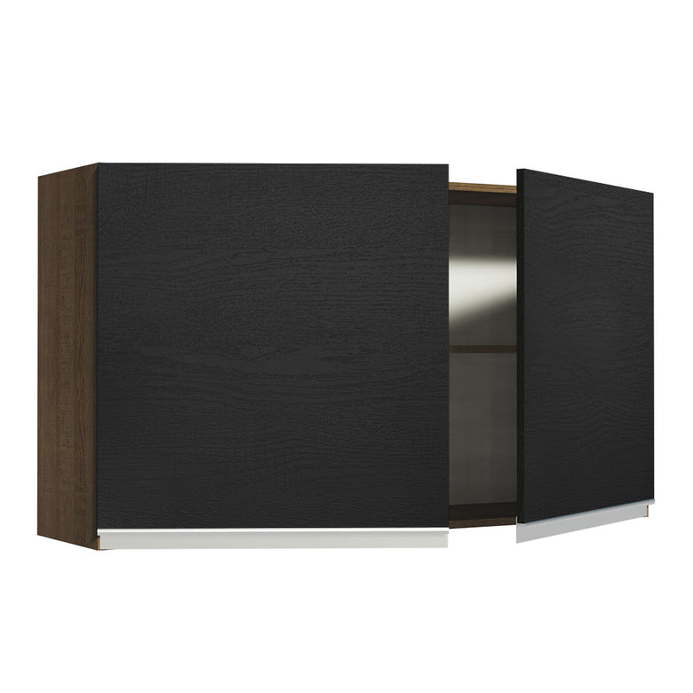 Armário Aéreo Madesa Glamy 120 cm 2 Portas Rustic/Preto