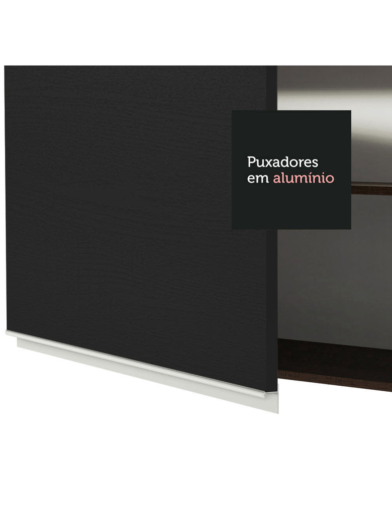 Armário Aéreo Madesa Glamy 120 cm 2 Portas Rustic/Preto