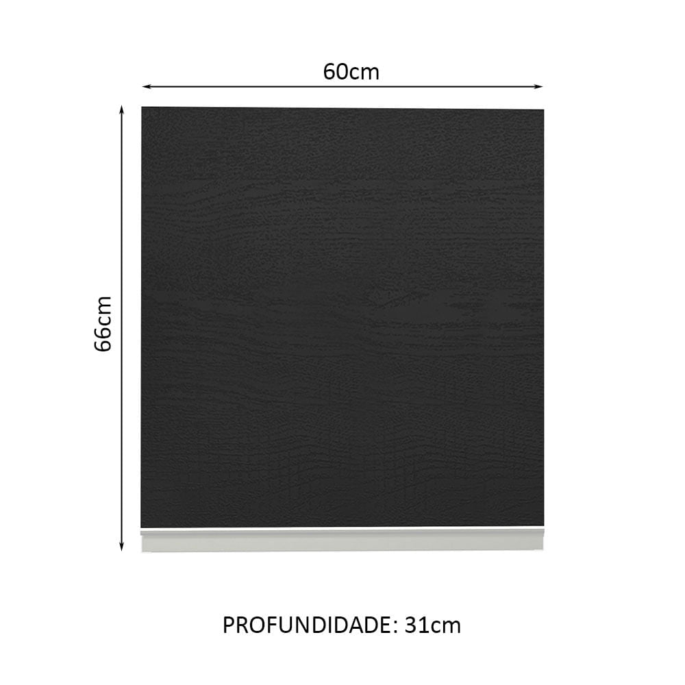 Armário Aéreo Madesa Glamy 60 cm 1 Porta Branco/Preto - Branco/Preto