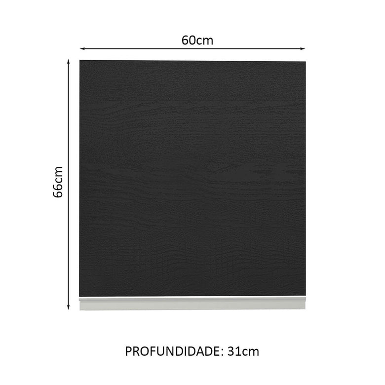 Armário Aéreo Madesa Glamy 60 cm 1 Porta Branco/Preto
