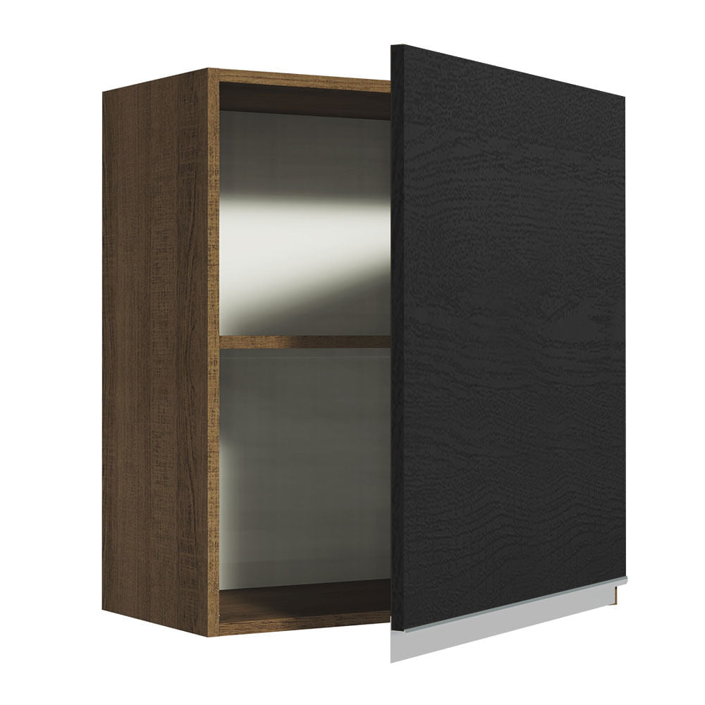 Armário Aéreo Madesa Glamy 60 cm 1 Porta Rustic/Preto
