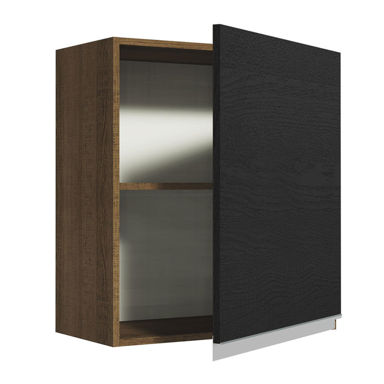 Armário Aéreo Madesa Glamy 60 cm 1 Porta Rustic/Preto